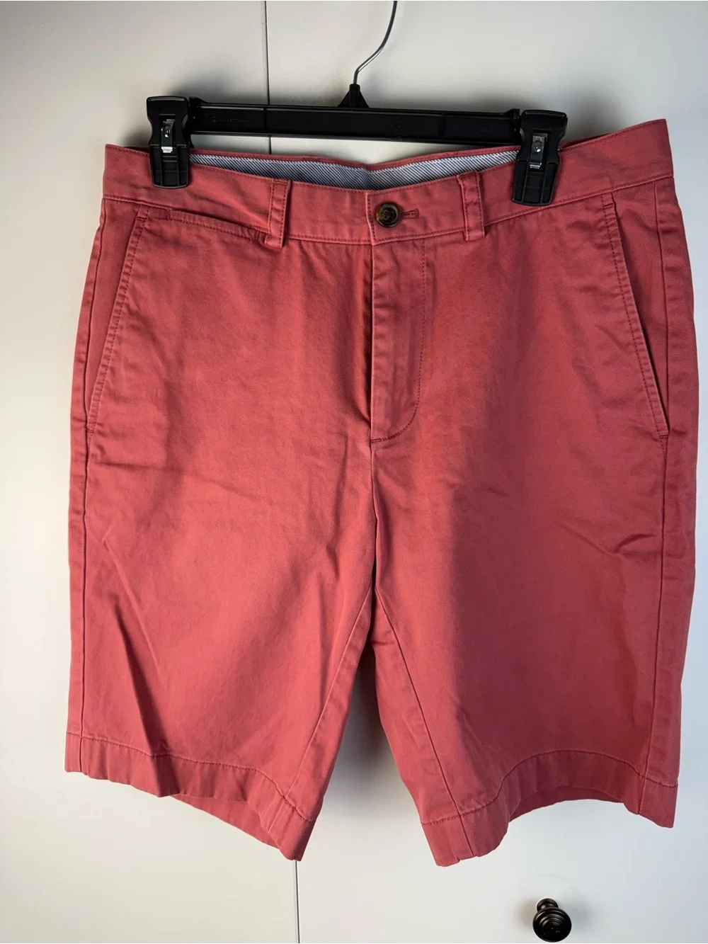 Brooks Brothers Coral Pink Flat-Front Cotton Shorts
